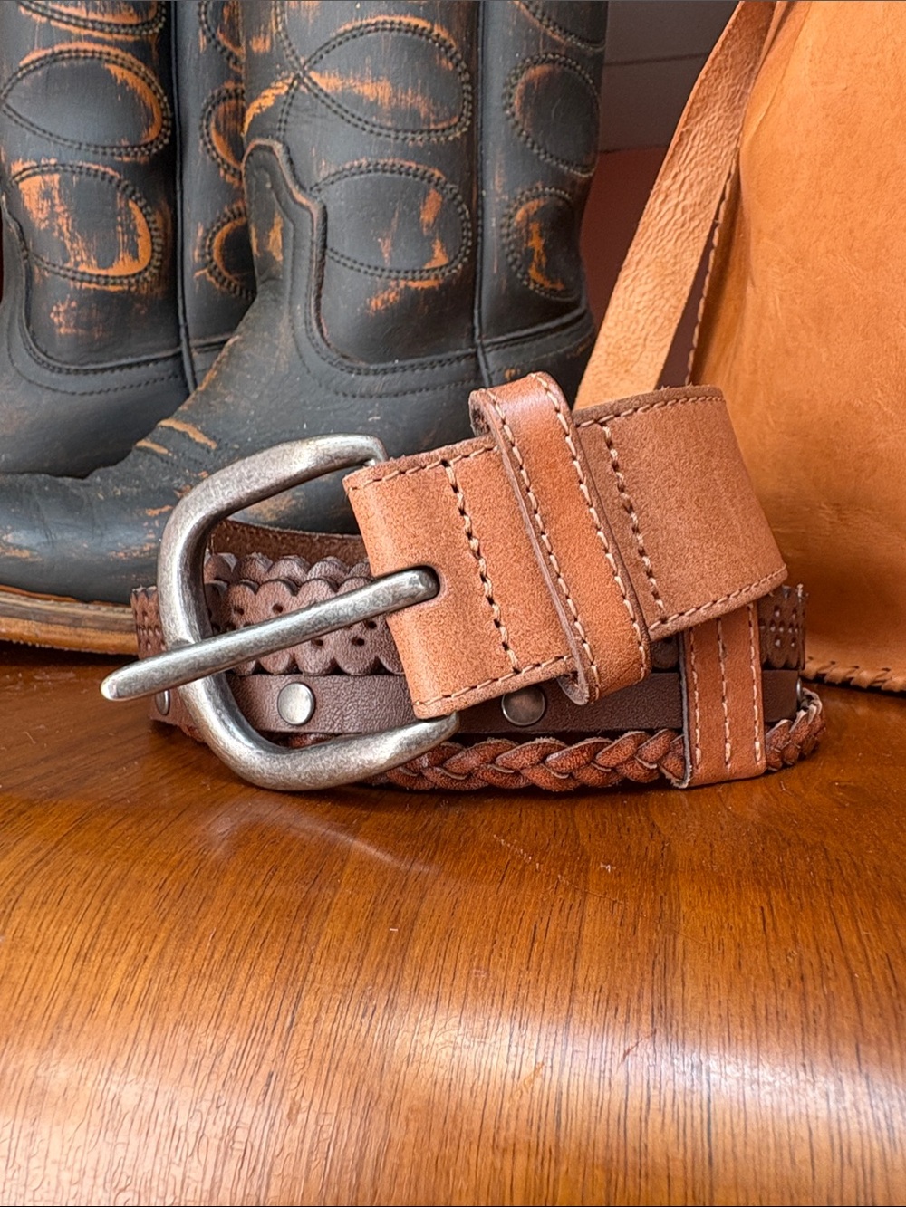 Sandwich | Brown Leather Boho Western Belt